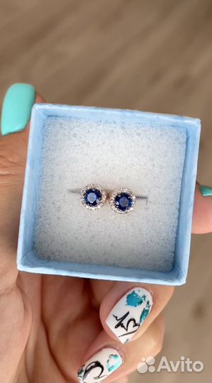 Серьги из золота сапфиры/бриллианты новые