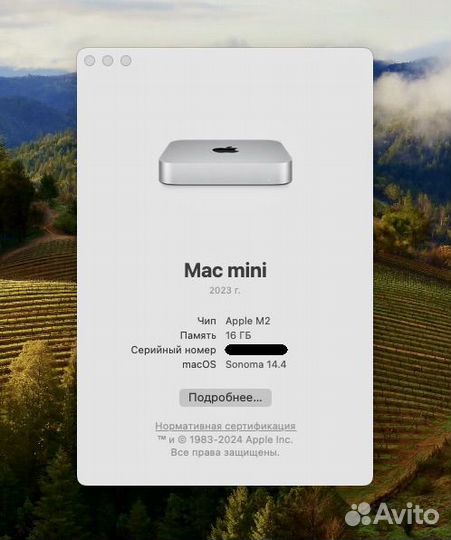 Mac mini M2 (2023) 16GB/256GB, наработка 200 часов