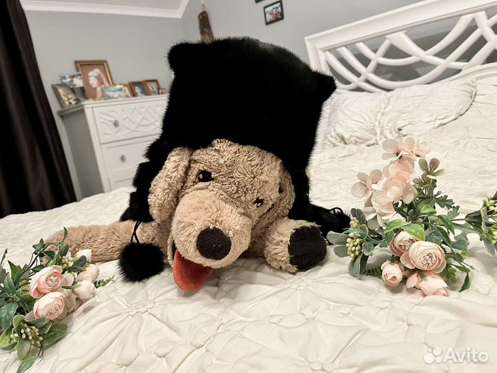 Стильная норковая шапка- кошка, размер 54-56