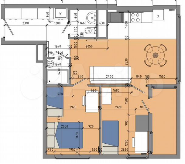 3-к. квартира, 63 м² (Грузия)
