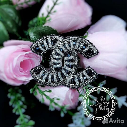 Брошь Шанель ручной работы черная классика