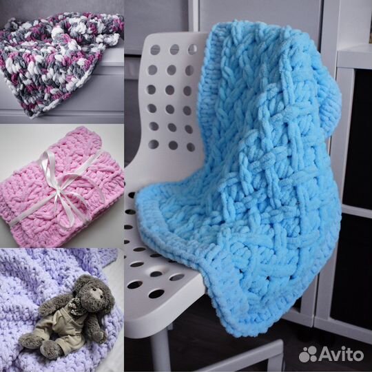 Вязаные плюшевые пледы ручной работы Alize Puffy