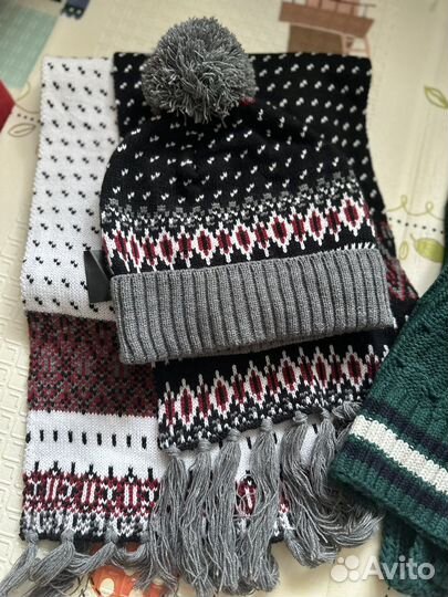 Набор шапка и шарф мужской разные Новые