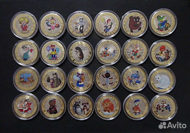 Набор 24 монеты Мультики. Мультфильмы СССР