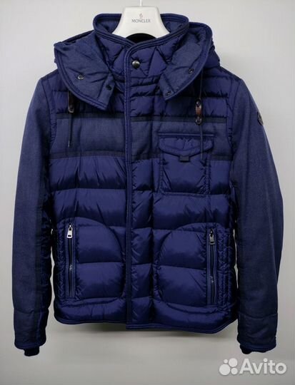 Moncler Ryan Blue Hooded Down Jacket Size M