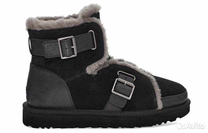 UGG Dune Mini Buckle Boot Fleece Lined Black Women's (39)