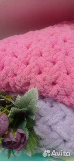 Вязанные пледы пуффи 90*85