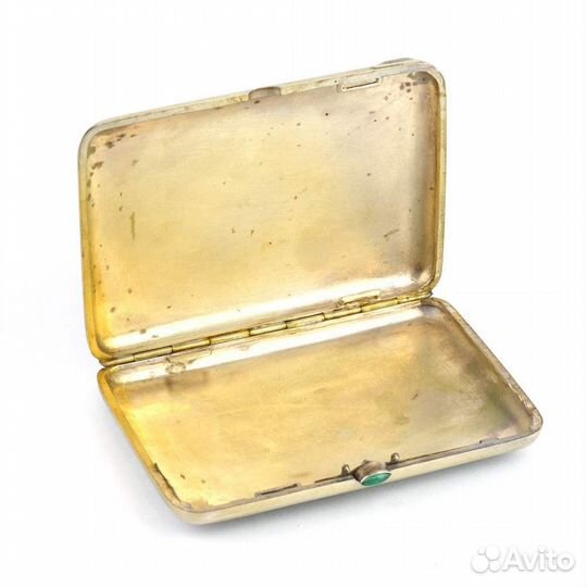 Старинный портсигар из серебра с эмалью золочение
