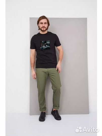 Мужская черная футболка с рисунком Audi хлопок