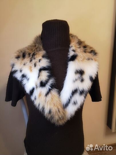 Меховой воротник принт леопард из эко меха