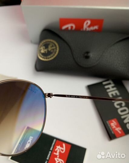 Очки ray ban round metal коричневые