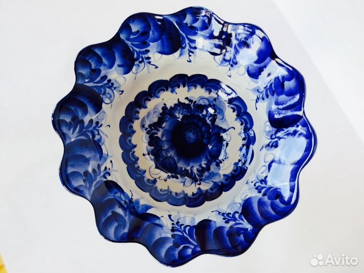 Ваза для фруктов гжель