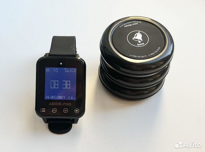 Кнопка вызова официанта и часы пейджер ресторан