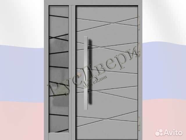 Уличная полуторная дверь с терморазрывом в дом