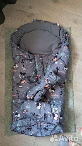 Зимний конверт leokid + перчатки для коляски