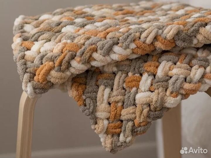Плед детский плюшевый вязаный ручная работа
