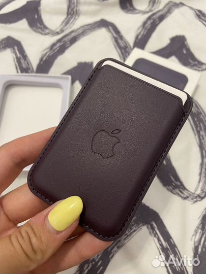 Apple magsafe leather wallet purple хорошая копия