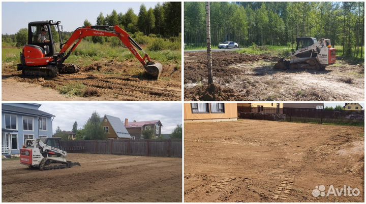 Вспашка земли выравнивание участка газон под ключ