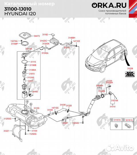 Топливный бак Hyundai i20