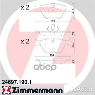 24697.190.1 колодки дисковые перед 155x64x19