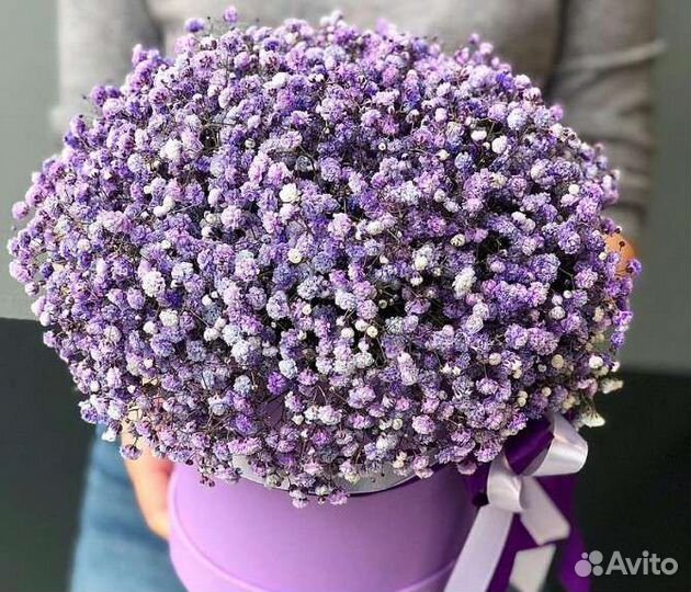 Коробка Букет из цветной гипсофилы