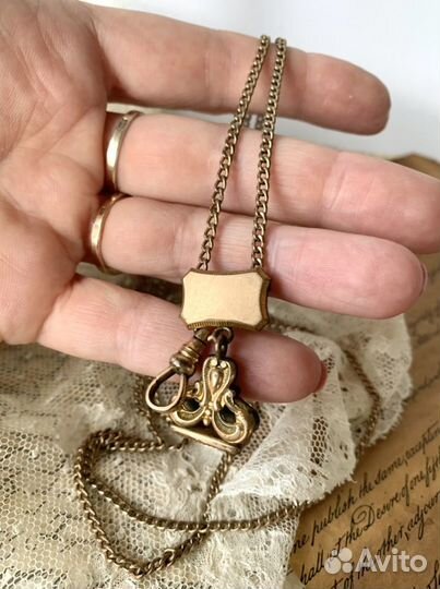 Антикварная длинная цепь со слайдером Англия