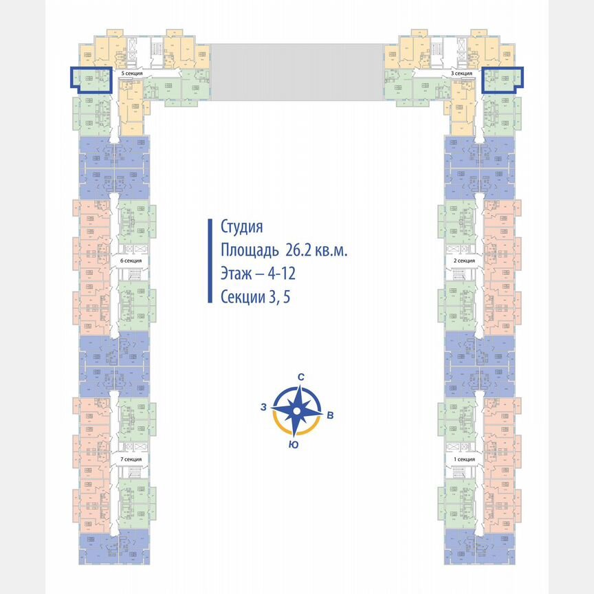 Квартира-студия, 26,2 м², 2/12 эт.