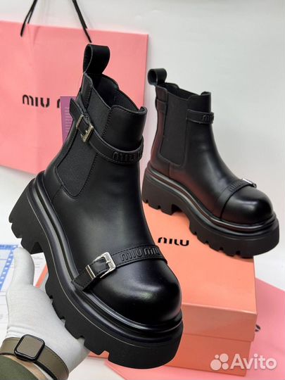 Ботинки челси miu miu натуральные 4 цвета