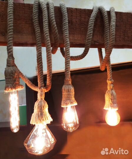 Джутовый канат светильник для бара ретро