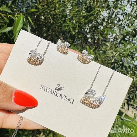 Серьги swarovski iconic swan и кулон swarovski