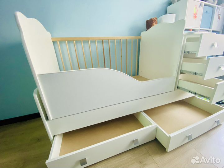 Детская кроватка трансформер с комодом