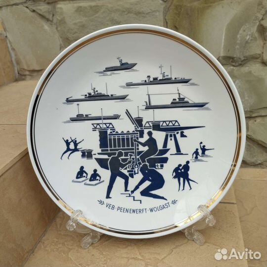 Тарелка. Фарфор.Агитация. гдр. вмф