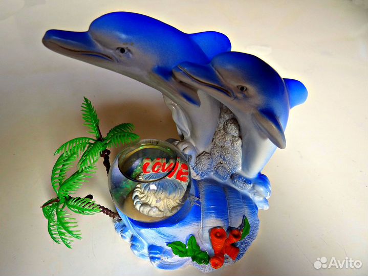 Набор статуэток дельфины с рыбками + шкатулки