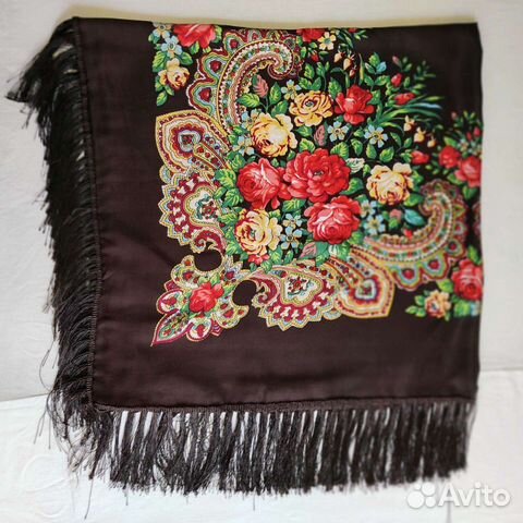 Платок шаль коричневая 110х110