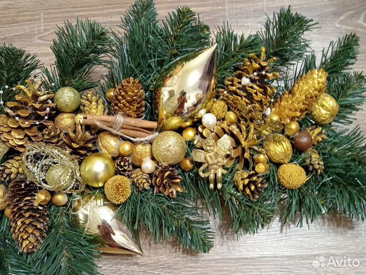 Новогодняя гирлянда 90 см, венок на дверь