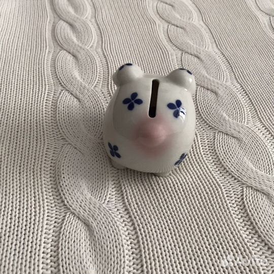 Копилка свинка фарфор подарок Гжель