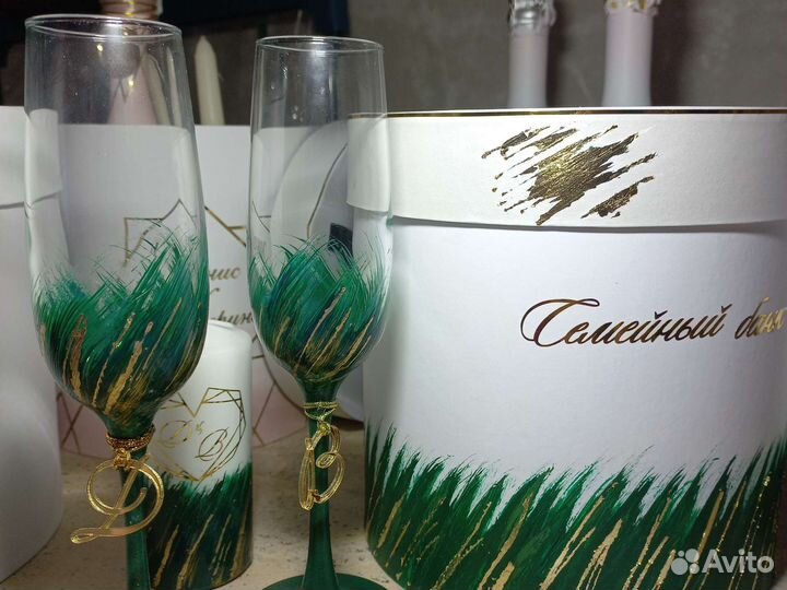 Свадебный набор, казна, бокалы, свечи