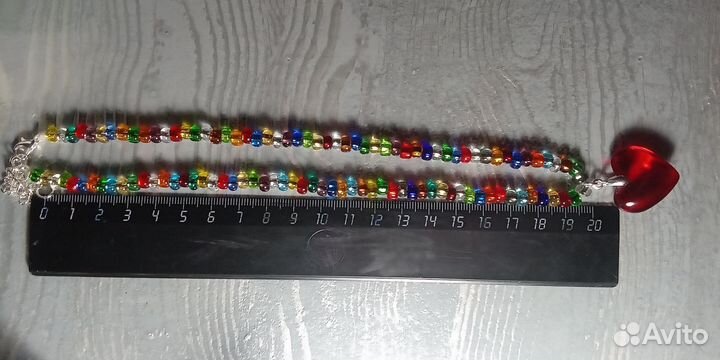 Ожерелье с кулоном сердце (стекло)