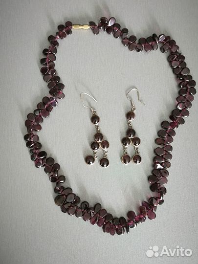 Бусы серьги гранат
