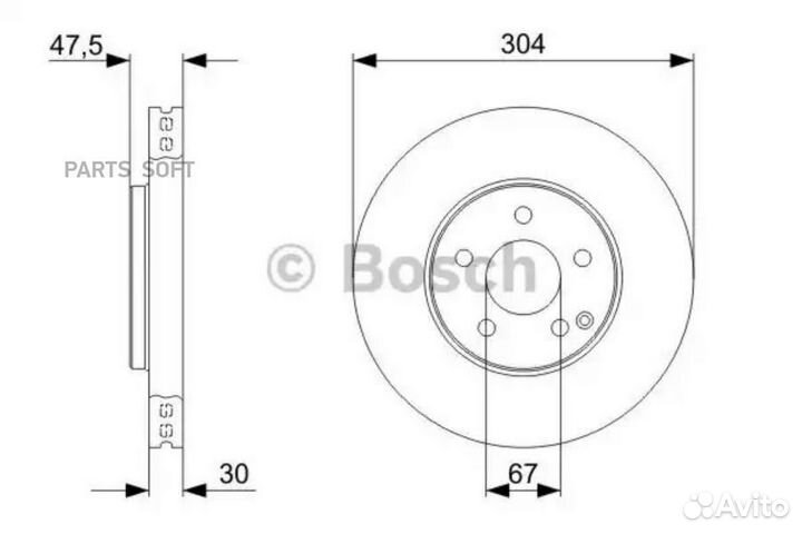 Bosch 0 986 479 333 Диск торм. Mercedes W211 E240