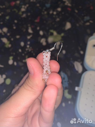 Сережки из бисера гусь