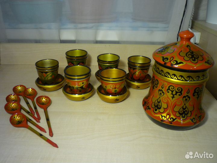 Набор посуды хохлома дерево ручная роспись СССР