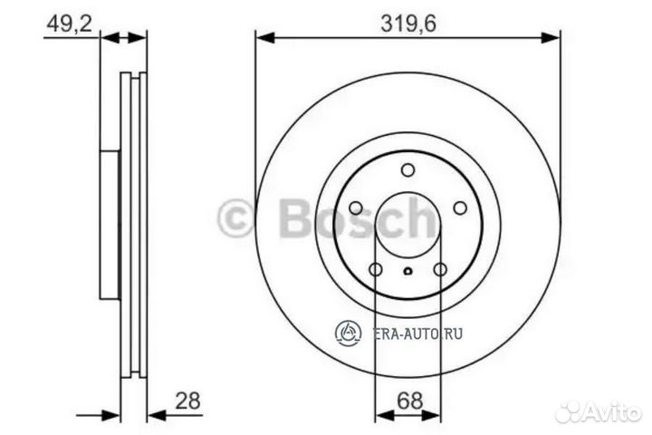 Bosch 0986479R22 Диск торм. пер.вент. 320x28 5 отв