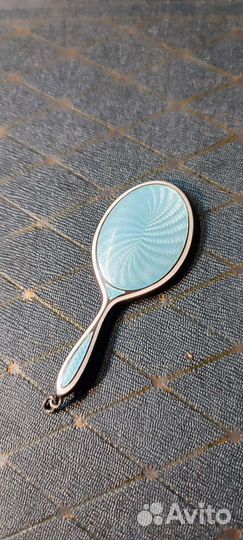 Зеркало ручное. Кукольное. Серебряное. Эмаль