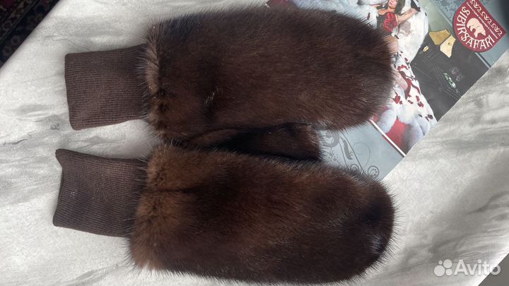 Варежки из меха норки размер 7-8