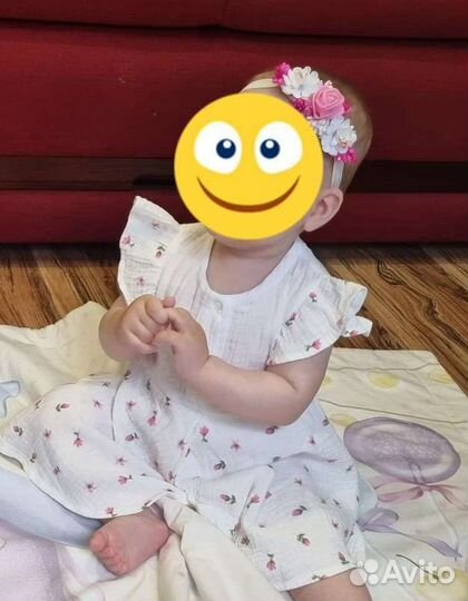 Повязка на голову детская с цветами