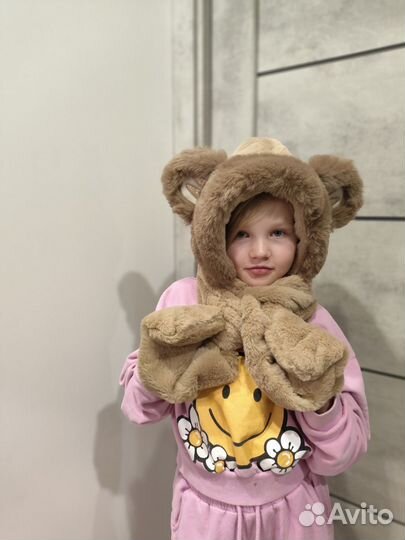 Шапка с ушками шарф капор капюшон