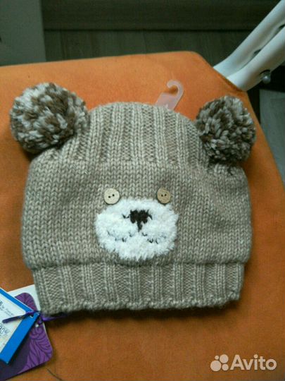 Зимняя шапка Медвежонок на флисе