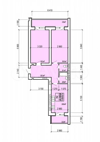 2-к. квартира, 79,1 м², 8/10 эт.