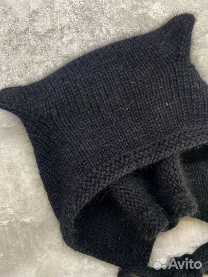 Чепчик женский с ушками, пушистый